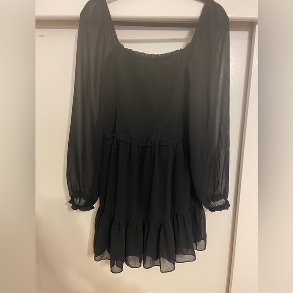 1. State Smocked Ruffle Hem Black mini dress - Picture 5 of 6